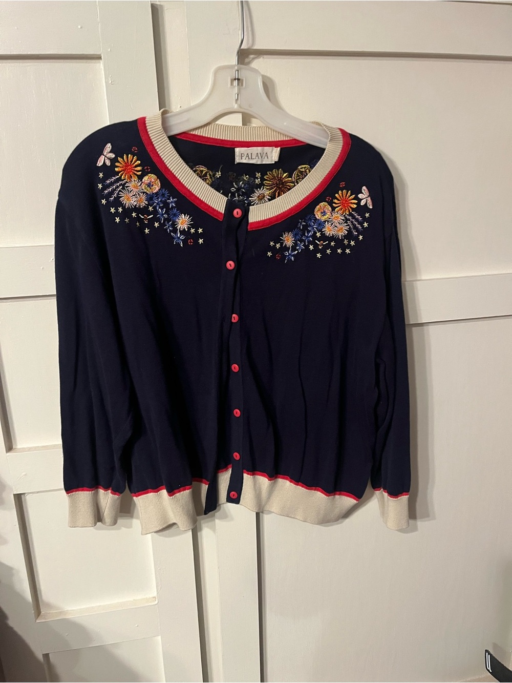 Palava Floral Embroidered Crewneck Cardigan